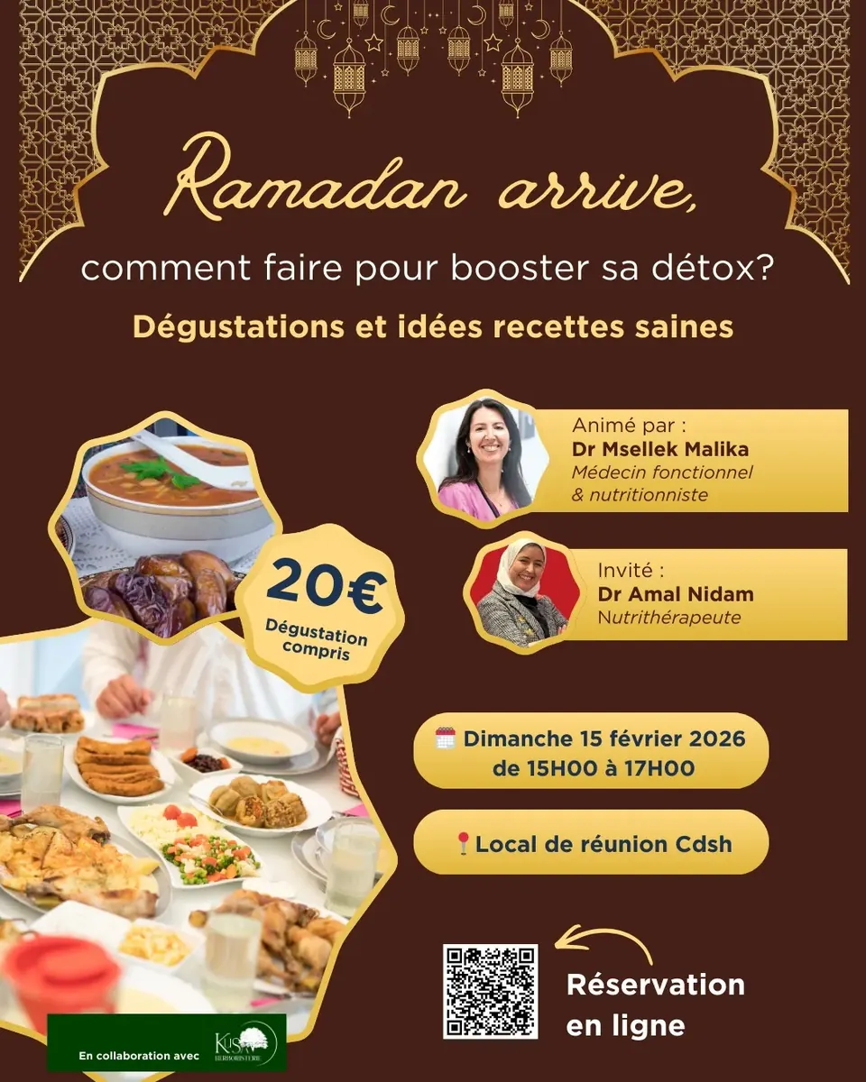 Affiche de l'atelier : Ramadan arrive, comment faire pour booster sa détox ?